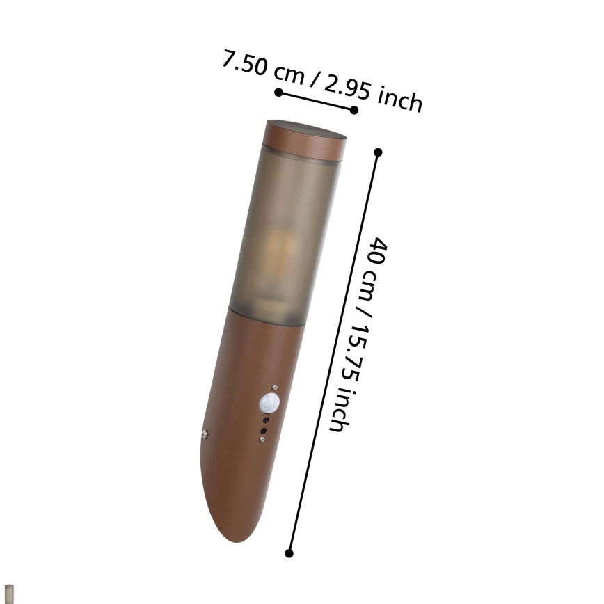 Eglo - Utomhus vägglampa med sensor 1xE27/15W/230V IP44