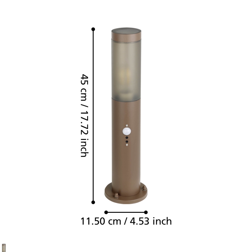 Eglo - Lampa med sensor för utomhusbruk 1xE27/15W/230V 45 cm IP44