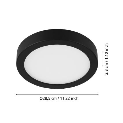 Eglo - LED-taklampa med sensor LED/20,5W/230V 3000K svart Ø 28,5 cm