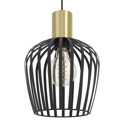 Eglo - Ljuskrona med textilsladd 1xE27/40W/230V svart/guld