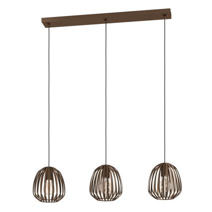 Eglo - Takpendel med kabel 3xE27/40W/230V bronsfärgad