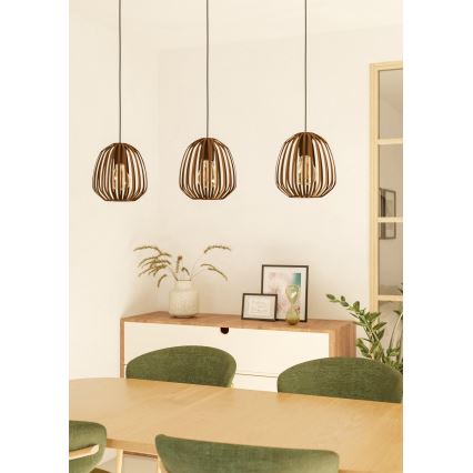 Eglo - Takpendel med kabel 3xE27/40W/230V bronsfärgad