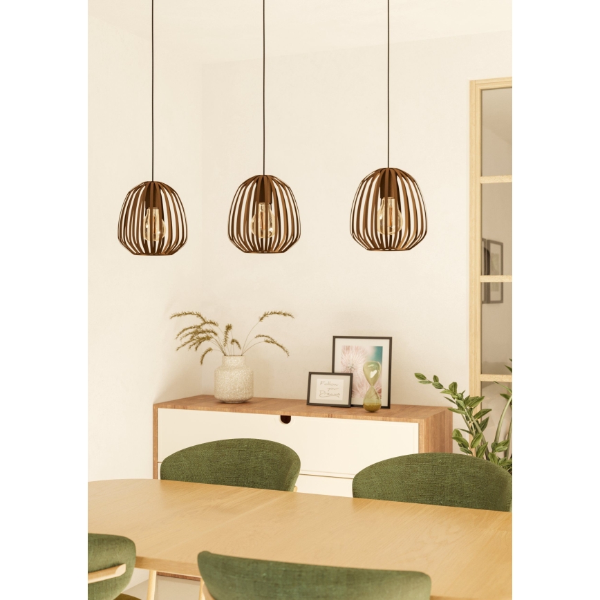 Eglo - Takpendel med kabel 3xE27/40W/230V bronsfärgad