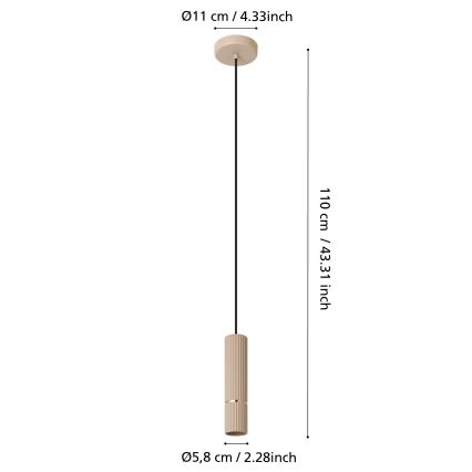 Eglo - LED ljuskrona med textilsladd 1xGU10/5W/230V 3000K beige
