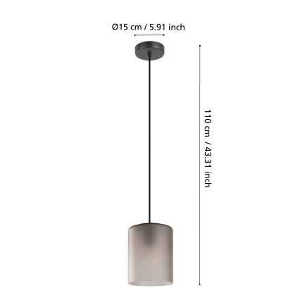 Eglo - Ljuskrona med textilsladd 1xE27/40W/230V grå