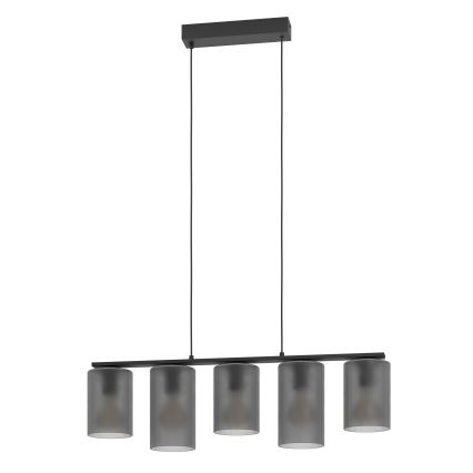 Eglo - Ljuskrona med textilsladd COLOMERA 5xE27/40W/230V grå