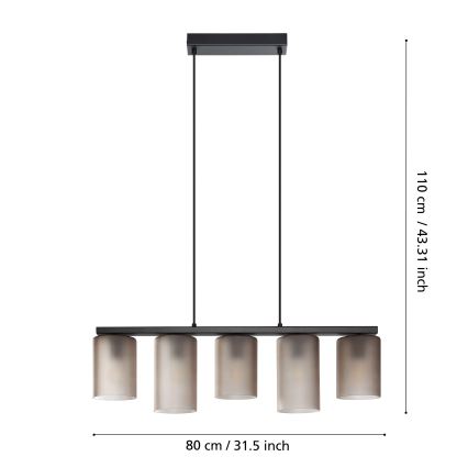 Eglo - Ljuskrona med textilsladd COLOMERA 5xE27/40W/230V grå