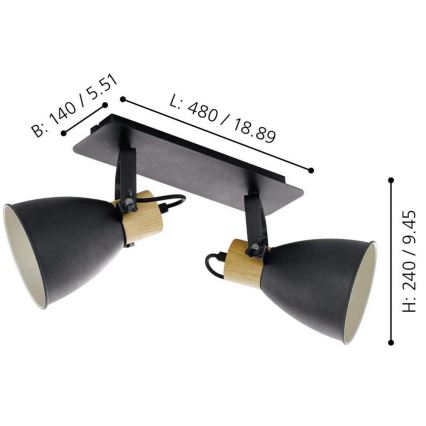 Eglo - Spotbelysning 2 x E27/40 W/230 V