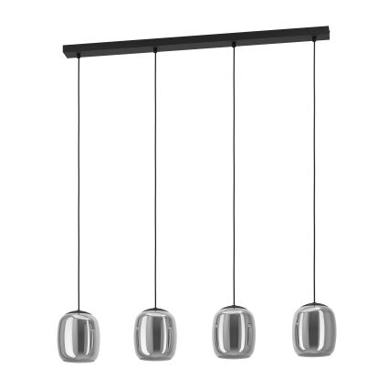 Eglo - Ljuskrona med textilsladd 4xE27/28W/230V grå