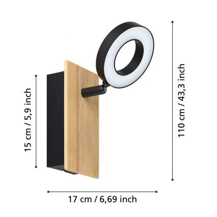 Eglo - LED väggspot LED/4,2W/230V svart/brun