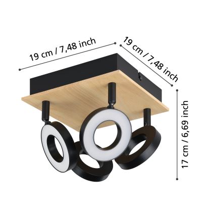 Eglo - LED-spottarmatur 4xLED/4,2W/230V svart/brun