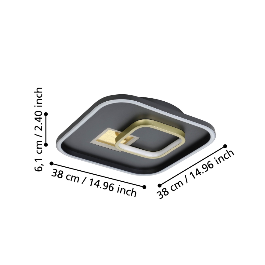 Eglo - LED taklampa LED/16,2W/230V + LED/9,2W 38x38 cm svart/guld