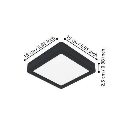 Eglo - LED taklampa LED/7W/230V 2700/4000/6500K 15x15cm svart
