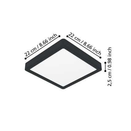 Eglo - LED takarmatur LED/10,5W/230V 2700/4000/6500K 22x22cm svart