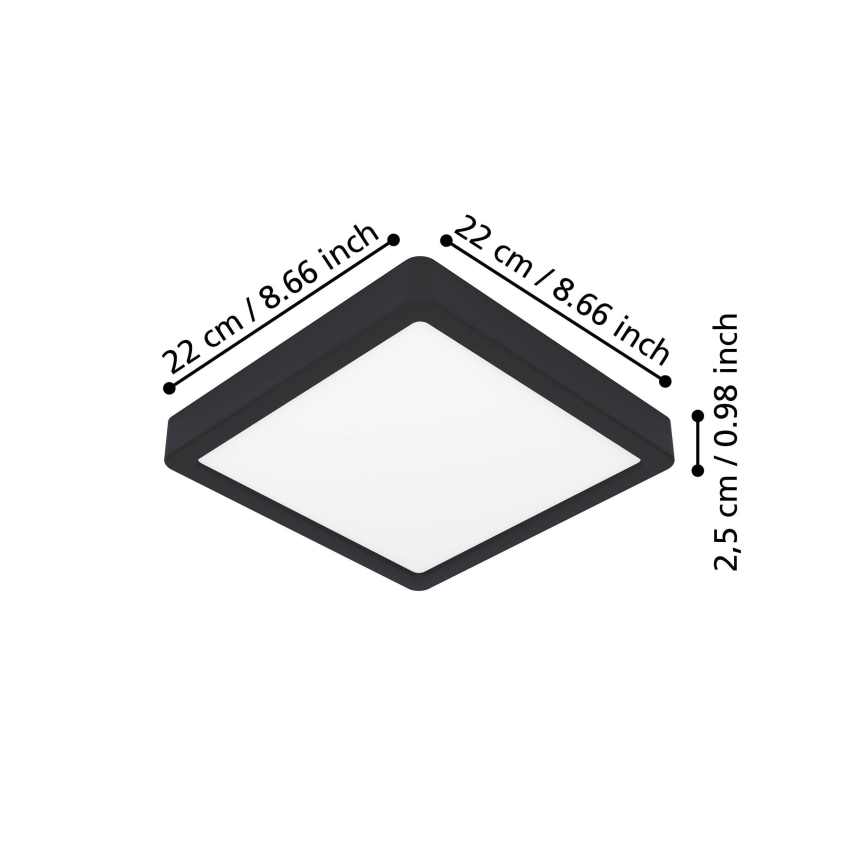 Eglo - LED takarmatur LED/10,5W/230V 2700/4000/6500K 22x22cm svart