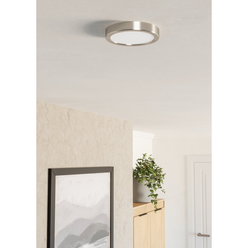 Eglo - LED-taklampa 7,5 W/230 V, 2700/4000/6500 K, Ø 16,6 cm, mattkrom
