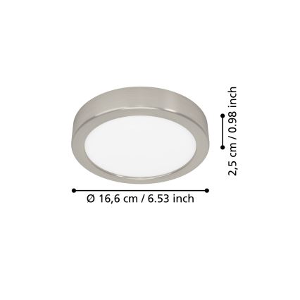 Eglo - LED-taklampa 7,5 W/230 V, 2700/4000/6500 K, Ø 16,6 cm, mattkrom