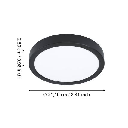 Eglo - LED badrumstaklampa LED/11,5W/230V 2700/4000/6500K Ø 21,1 cm IP44 svart