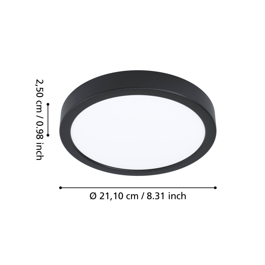 Eglo - LED badrumstaklampa LED/11,5W/230V 2700/4000/6500K Ø 21,1 cm IP44 svart