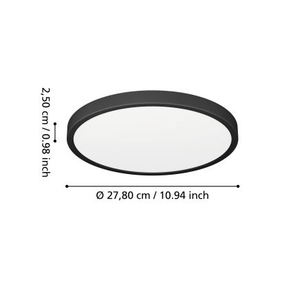 Eglo - LED taklampa för badrum LED/14,2W/230V 2700/4000/6500K Ø 27,8 cm IP44 svart