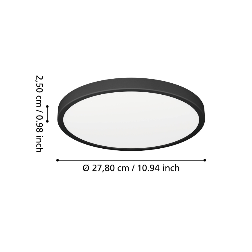 Eglo - LED taklampa för badrum LED/14,2W/230V 2700/4000/6500K Ø 27,8 cm IP44 svart