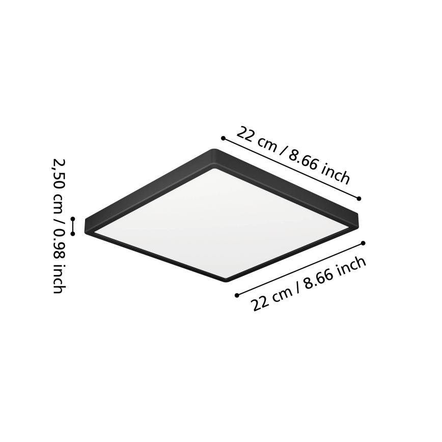 Eglo - LED taklampa för badrum LED/10,5W/230V 2700/4000/6500K 22x22 cm IP44 svart