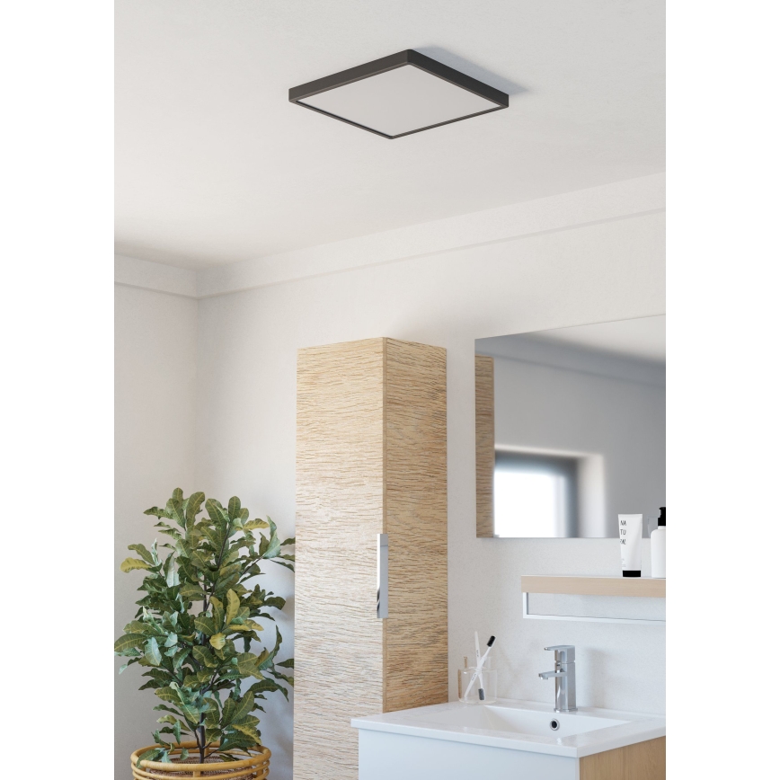 Eglo - LED taklampa för badrum LED/13W/230V 29x29 cm IP44 svart