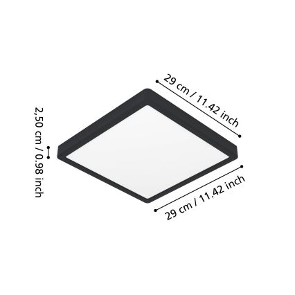 Eglo - LED taklampa för badrum LED/13W/230V 29x29 cm IP44 svart