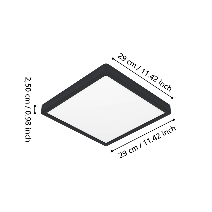 Eglo - LED taklampa för badrum LED/13W/230V 29x29 cm IP44 svart
