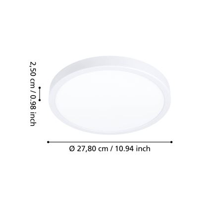 Eglo - LED badrumsplafond 14,2 W, 230 V, Ø 27,8 cm, IP44, vit