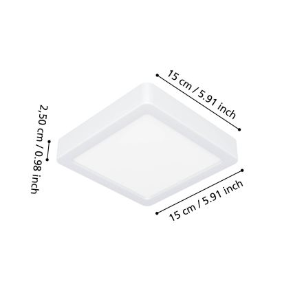 Eglo - LED badrumstaklampa LED/7W/230V 2700/4000/6500K 15x15 cm IP44 vit