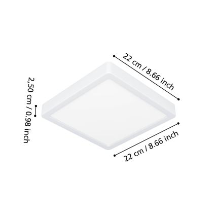 Eglo - LED badrumstaklampa LED/10,5W/230V 2700/4000/6500K 22x22 cm IP44 vit