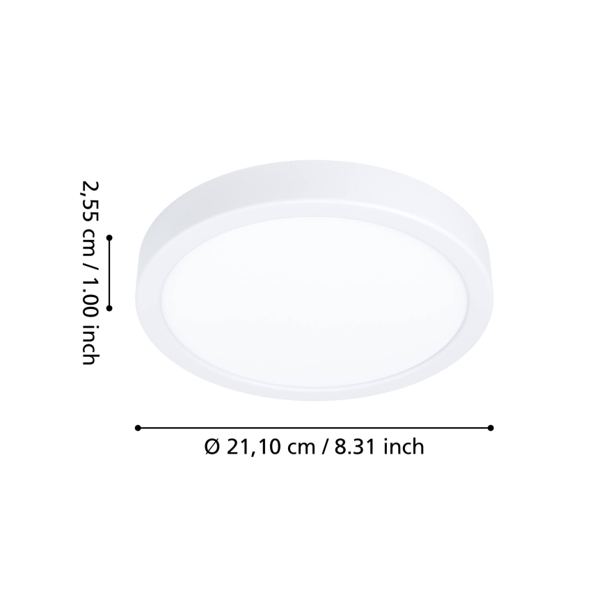 Eglo - LED RGBW Dimbar takarmatur för badrum LED/11,2W/230V 2700-6500K Ø 21,1 cm IP44 vit