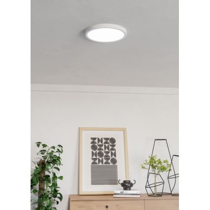Eglo - LED RGBW dimbar badrumstaklampa, LED 14,3 W, 230 V, 2700–6500 K, Ø 27,8 cm, IP44, vit