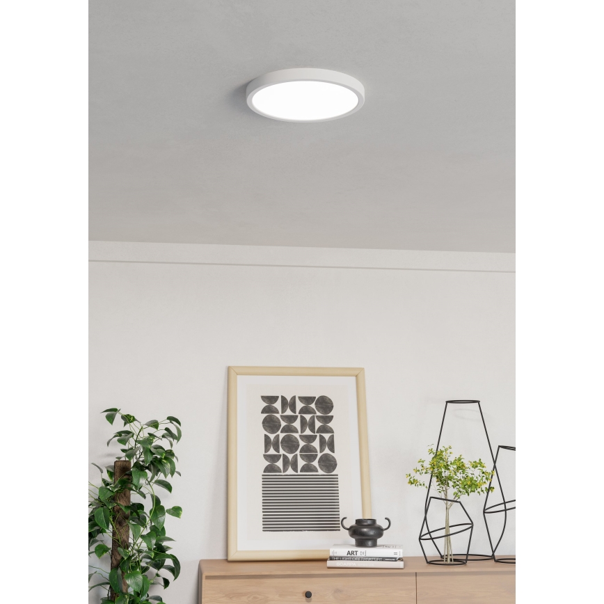 Eglo - LED RGBW dimbar badrumstaklampa, LED 14,3 W, 230 V, 2700–6500 K, Ø 27,8 cm, IP44, vit