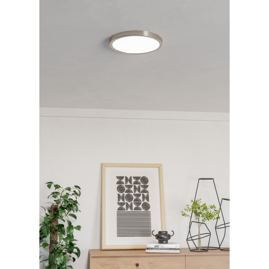 Eglo - LED RGBW dimmbar badrumstaklampa LED/14,3W/230V 2700-6500K Ø 27,8 cm IP44 mattkrom