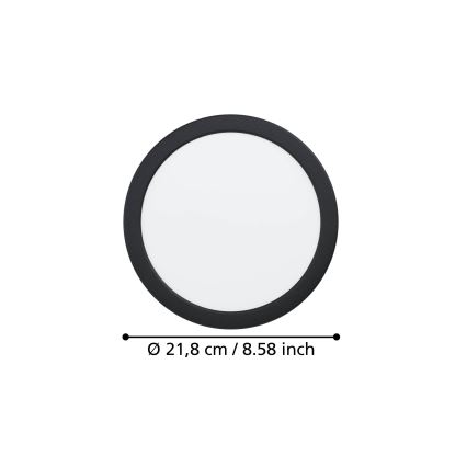 Eglo - LED-infälld taklampa LED/18,5W/230V 2700/4000/6500K Ø 21,6 cm svart