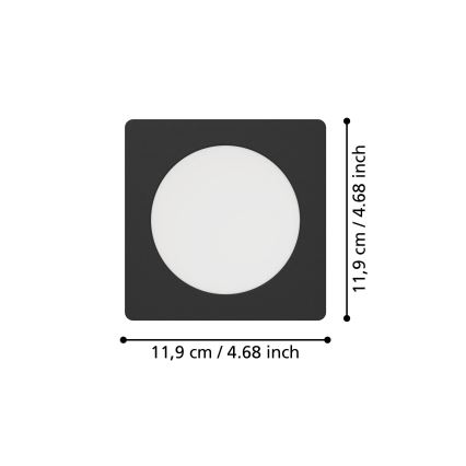 Eglo - Infälld LED-taklampa 6,3W/230V 2700/4000/6500K 11,9x11,9 cm svart