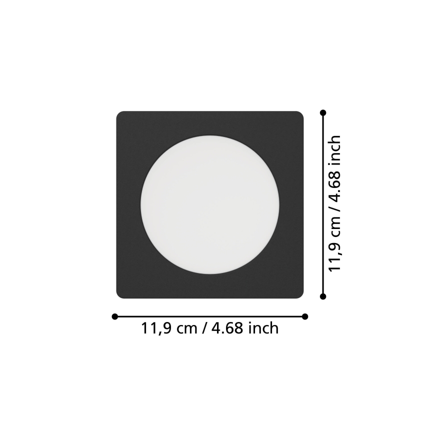 Eglo - Infälld LED-taklampa 6,3W/230V 2700/4000/6500K 11,9x11,9 cm svart