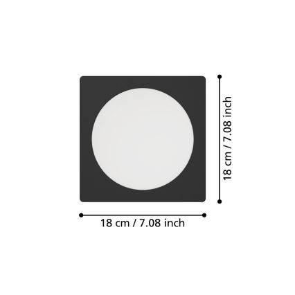 Eglo - infälld LED-takarmatur 10,5 W/230 V 2700/4000/6500 K 16,6x16,6 cm svart