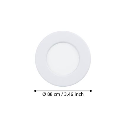 Eglo - LED infälld takarmatur LED/3,7W/230V 2700/4000/6500K Ø 8,8 cm vit