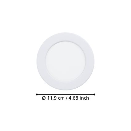 Eglo - LED infälld takarmatur LED/6,3W/230V 2700/4000/6500K Ø 11,9 cm vit