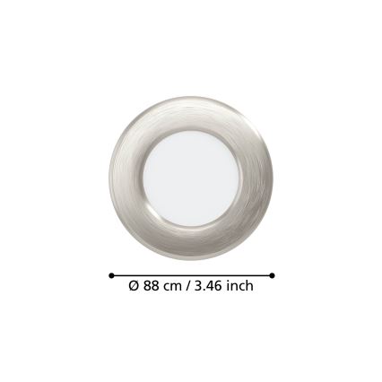 Eglo - 3-pack infällda LED-downlights LED/3,7W/230V 2700/4000/6500K Ø 8,8 cm mattkrom