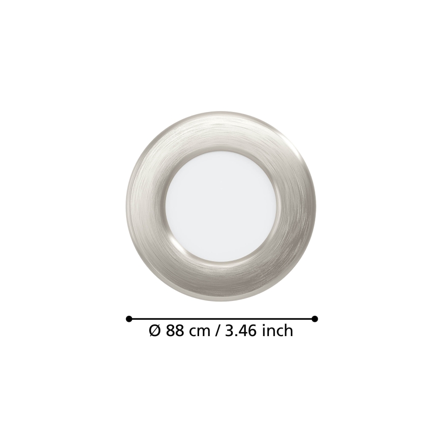 Eglo - 3-pack infällda LED-downlights LED/3,7W/230V 2700/4000/6500K Ø 8,8 cm mattkrom