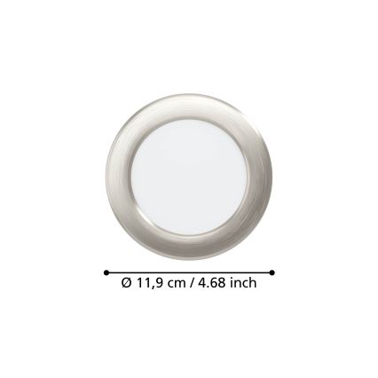 Eglo - LED infälld takarmatur LED/6,3W/230V 2700/4000/6500K Ø 11,9 cm mattkrom