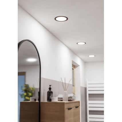 Eglo - Infälld LED-badrumslampa, 10,5 W, 230 V, 2700/4000/6500 K, Ø 16,8 cm, IP44, svart
