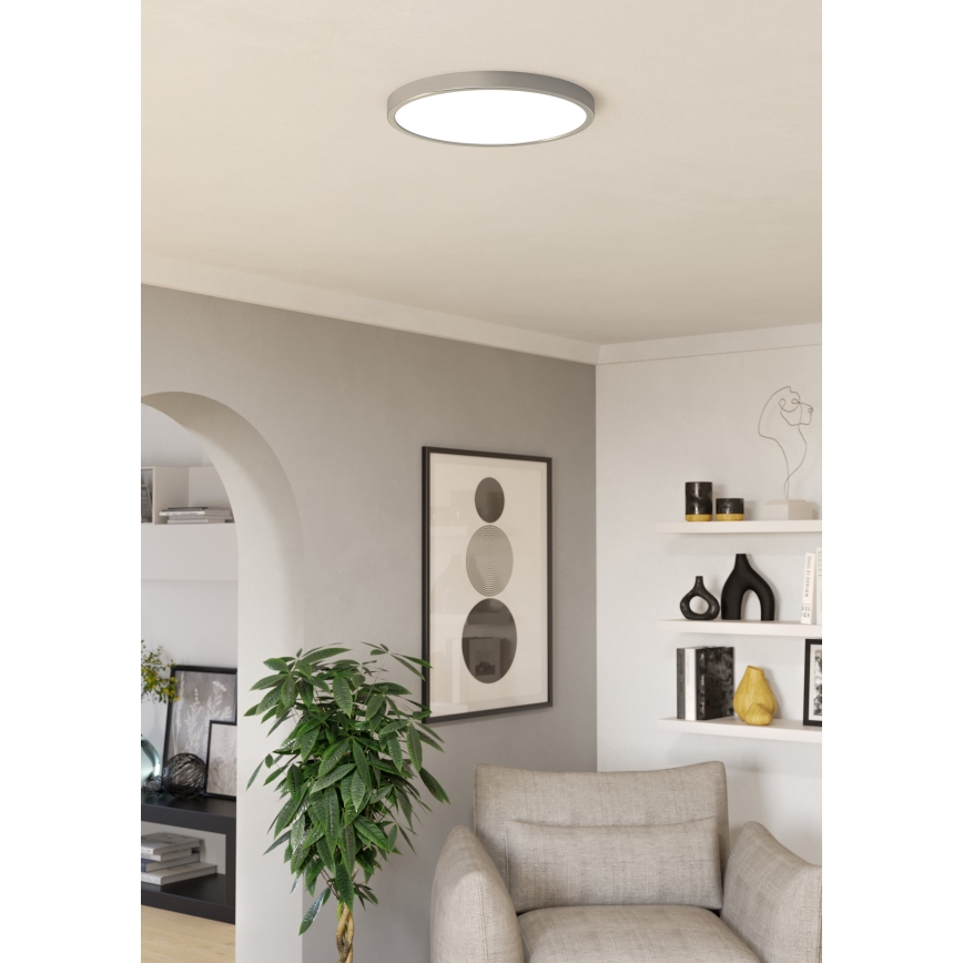 Eglo - LED RGBW dimbar badrumstaklampa LED/17,5W/230V 2700-6500K Ø 38,9 cm IP44 mattkrom