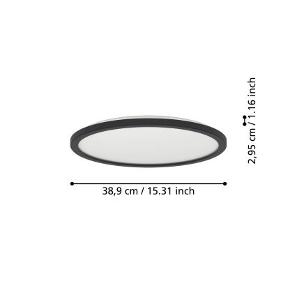 Eglo - LED taklampa för badrum LED/18,5W/230V 2700K/4000K/6500K diameter 38,9 cm IP44 svart