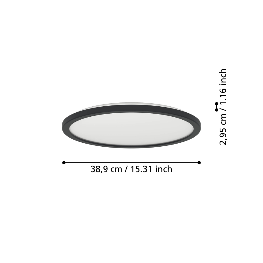 Eglo - LED taklampa för badrum LED/18,5W/230V 2700K/4000K/6500K diameter 38,9 cm IP44 svart