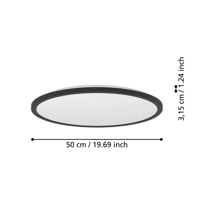 Eglo - LED badrumsplafond LED/16,8W/230V 2700/4000/6500K Ø 50 cm IP44 svart